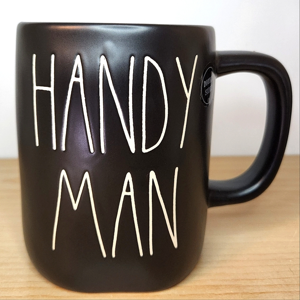 🆕️ Rae Dunn Handy Man Matte Black Double Sided Mug